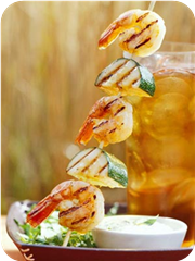 Skewered Shrimp and Zucchini with Basil Cream Sauce