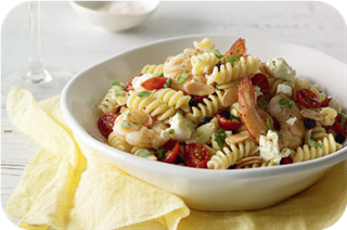  Spirali with prawns, roasted tomatoes & feta