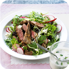 Herbed lamb steak salads 