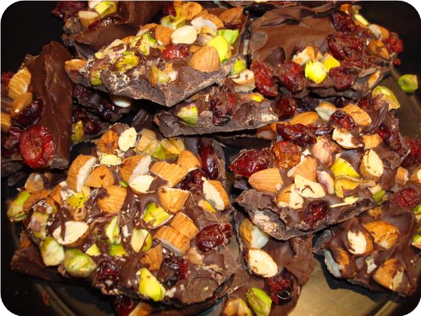 Chocolate Bark With Mixed Nuts and Dried Berries