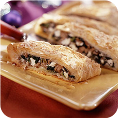 Lamb and goat cheese strudel 