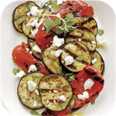 grilled eggplant and red peppers