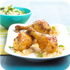 Drumsticks with peas & rice 