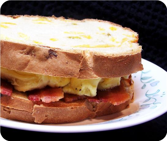 Scrambled Egg and Bacon Sandwich