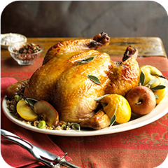 Apple-glazed roast chicken 