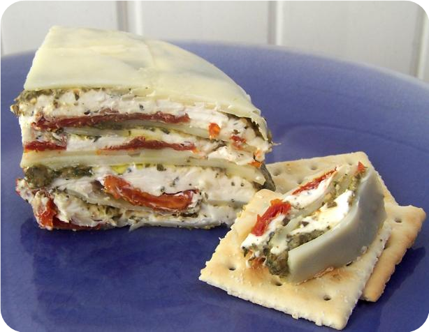 Italian Sun-Dried Tomato, Provolone and Pesto Torte