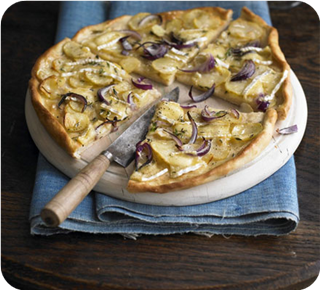 Potato, brie & thyme pizza
