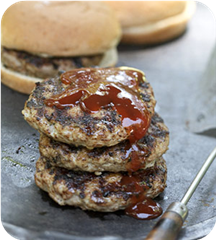 Currant-glazed pork burgers 