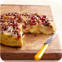Caramel apple upside-down cornmeal cake 
