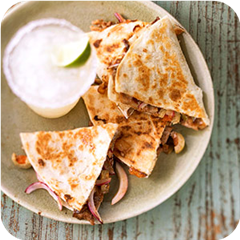 Mole pork and green olive quesadillas 