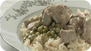 Lamb and pea stroganoff