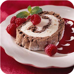 Chocolate-almond ice cream roll 