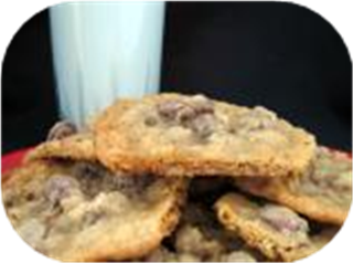 http://www.food.com/recipe/chocolate-covered-raisin-oatmeal-cookies-270480
