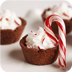 Cocoa Tassies with Peppermint Frosting 