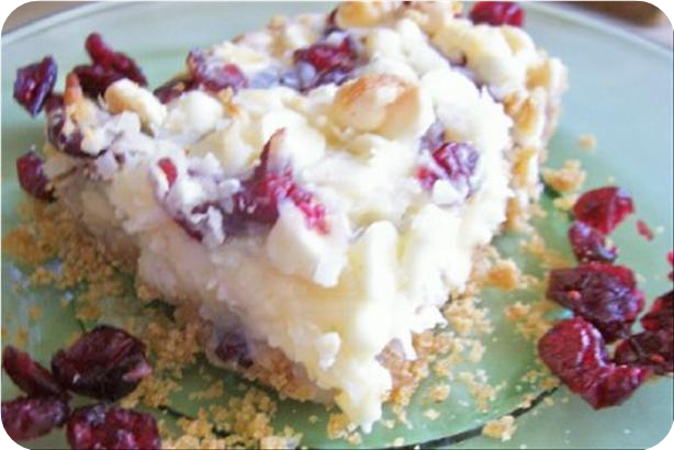 White Chocolate, Cranberry and Coconut Bar Cookies
