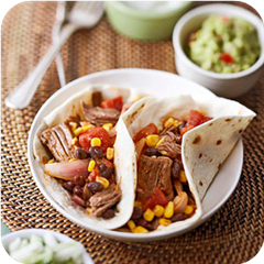 Shredded Beef, Bean, and Corn Fajitas