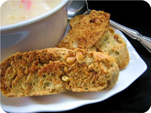 Basil Pine Nut Biscotti