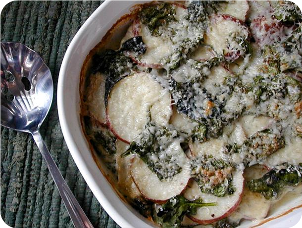 Spinach and Potatoes Au Gratin