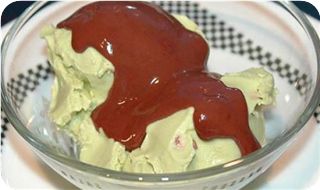 Avocado Pistachio Ice Cream with Chocolate Sauce