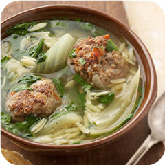 Italian wedding soup with spinach 