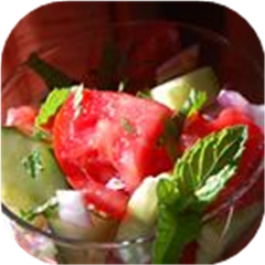 Cucumber, Tomato and Red Onion Salad with Mint