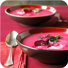 Beet and Apple Soup with Horseradish Cream