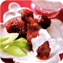 Low-cal buffalo wings with blue cheese dip 