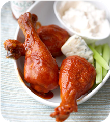 Buffalo Chicken Drumsticks with Blue Cheese Dip