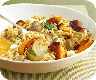 Orzo risotto with roasted veggies 