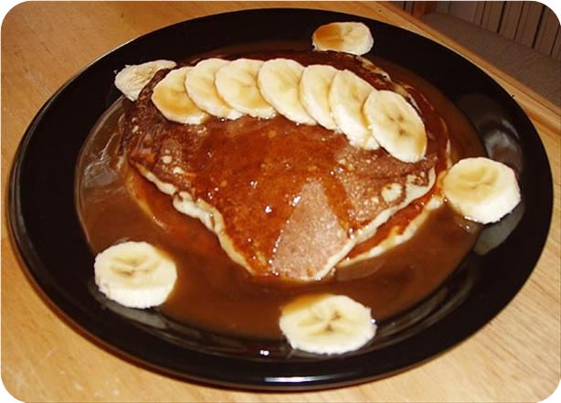 Banana Yogurt Pancakes With Peanut Butter Maple Syrup