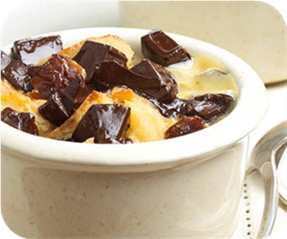 Bread pudding with chocolate and cherries 