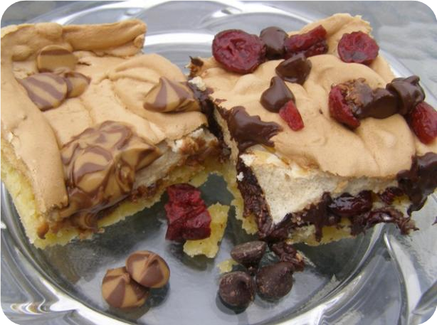 Swirled Caramel Cranberry Meringue Squares