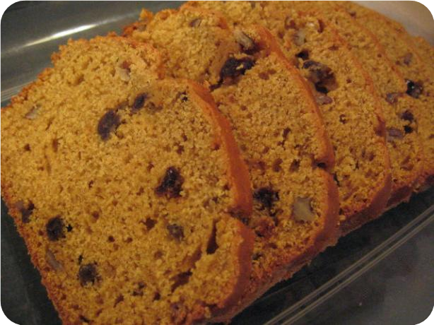 Pumpkin Raisin Walnut Quick Bread