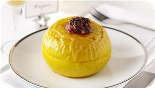 Baked apples with dried cherries, cinnamon and orange zest
