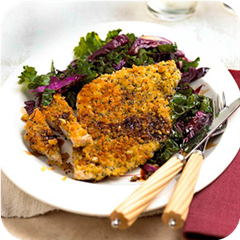 Breaded pork with cabbage & kale 