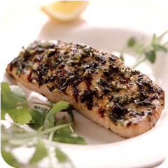 Grilled salmon with herb crust