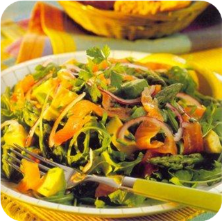 Smoked salmon, asparagus & avocado salad