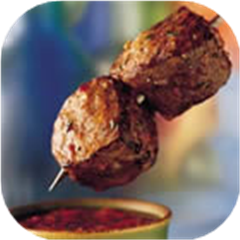 Beef Sirloin Kabobs with Roasted Red Pepper Dipping Sauce
