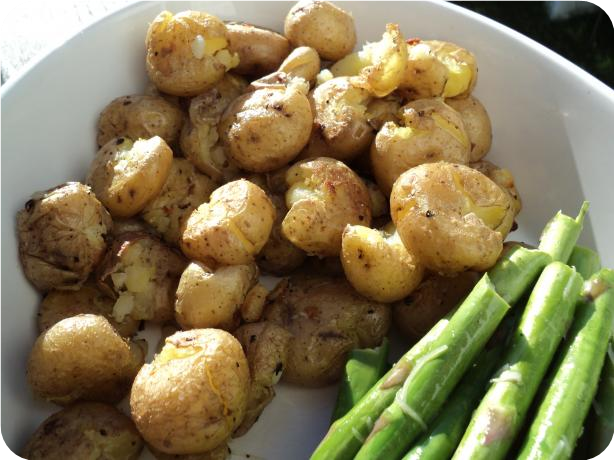 Squished Baby Potatoes (Laura Calder)