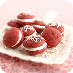 Red Velvet Whoopie Pies with Peppermint Filling