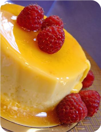 Vanilla Flan With Raspberries