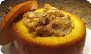 Quinoa, Pine nuts and Sausage Stuffed Pumpkin