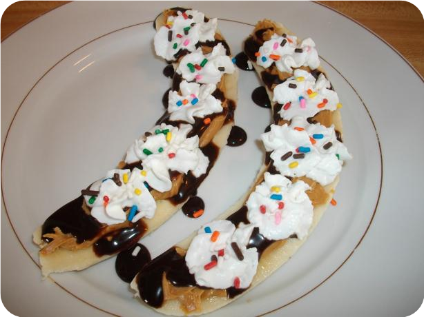 Banana With Peanut Butter &amp; Chocolate Syrup