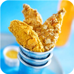 Two-step crunchy chicken strips 