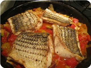 Baked Bass with Potatoes and Zucchini for One