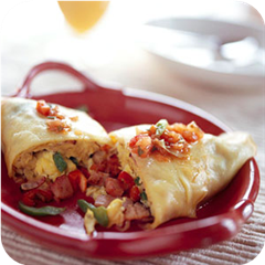 Ham omelet crepes 