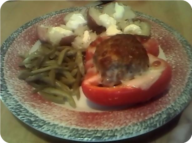 Meatloaf Stuffed Red Peppers