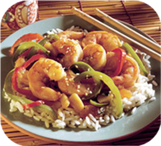 Sauteed shrimp with peppers