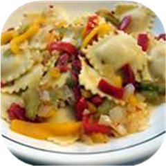 Cheese Ravioli with Three Pepper Topping