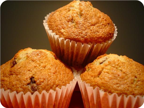 Lower Fat Banana Nut Chip Muffins